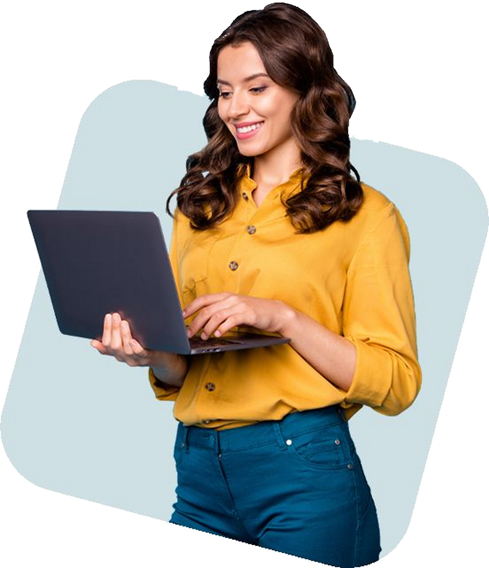 Woman exploring online with a laptop